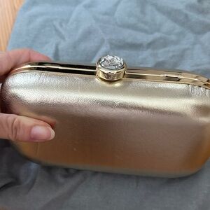 Polo Ralph Lauren Gold Clutch with Crystal Accent